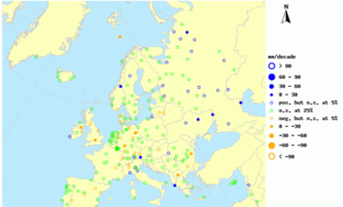Zomerneerslag Europa 1946-2004