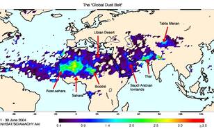 'The Global Dust Belt'. SCIAMACHY metingen in juni 2004