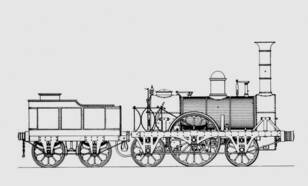 Locomotief van Sharp en Roberts uit 1843, die Buys Ballot waarschijnlijk heeft gebruikt voor zijn experiment