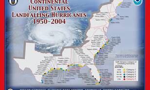 Hurricanes aan land in VS 1950-2004 (bron: NOAA)