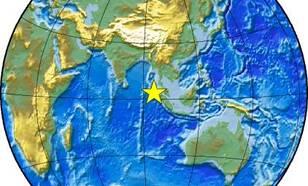 Wereldkaart met het epicentrum van aardbeving.