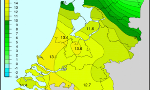 Temperatuurtegenstellingen in Nederland van 12 februari