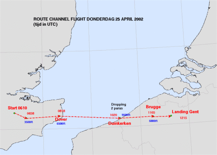 Route Channel Flight donderdag 25 april 2002