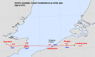Route Channel Flight donderdag 25 april 2002