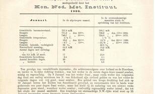 Het Maandelijks overzicht van het weer in Nederland verscheen al in 1900 in druk. In 1904 begon de officiële uitgave die nu op internet is te vinden (Bron: KNMI)  