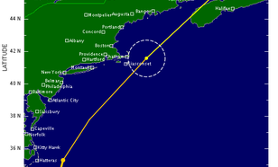 Verwachte trekrichting hurricane Earl (Bron: Naval Maritime Forecast Centre)