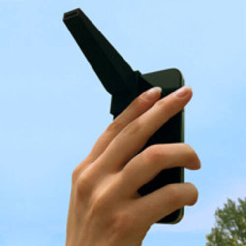 Het iSPEX-prototype op een smartphone.