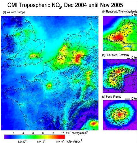 Satellietmetingen met ozonmeetinstrument OMI (Bron: KNMI)
