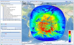 Zonnestraling gevisualiseerd op MSG-CPP website op 16 oktober 2012 14 uur Nederlandse tijd