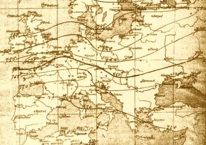 Historische weerkaart en waarnemingen van 31 december 1876