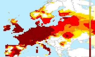 In heel Europa was de winter zacht. Vooral december was uitzonderlijk. De kaart toont in kleur de mate van afwijking (top vijf) van de gemiddelde temperatuur in december. In het donkerrode gebied was die maand de warmste ooit gemeten (©KNMI) 