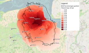 Seismische hazardkaart Groningen versie 2 ©KNMI