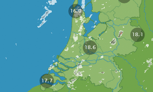 Voorbeeld hoe de meting van een aardbeving in Nederland met een rode stip op de KNMI-radarkaart wordt aangegeven. ©KNMI 