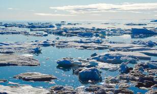 Zee-ijs nabij Edgeøya, Spitsbergen (foto: R. Bintanja) 