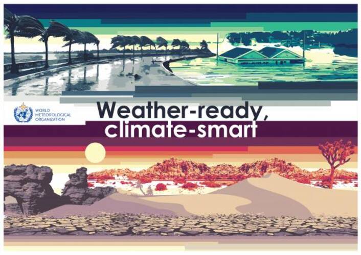 poster van de Wereld Meteorologische Dag 2018 met als thema Weather-ready, climate-smart