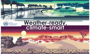 poster van de Wereld Meteorologische Dag 2018 met als thema Weather-ready, climate-smart