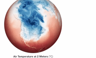 Animatie van de temperatuur tijdens de koudegolf van eind januari 2019.