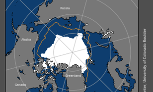Kaart van zee-ijsbedekking op 18 september 2019.