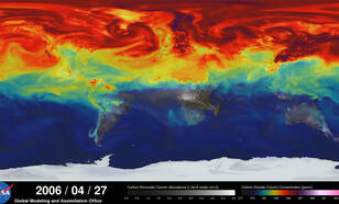 CO2 verdeling in de atmosfeer in april 2006