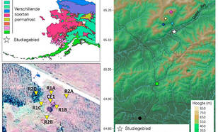 kaart met de locatie van het studiegebied in Alaska naar variaties in permafrost gemeten met seismometers