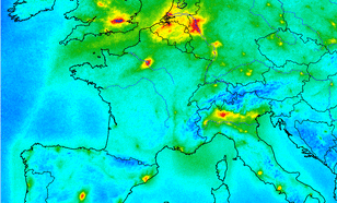 Tropomi beelden van NO2 boven Europa in april, mei en juni 2019 vergeleken met de schonere coronajaren 2020 en 2021