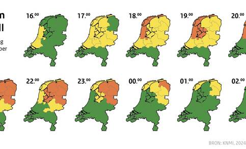 Overzicht wanneer code oranje geldt in welke provincie