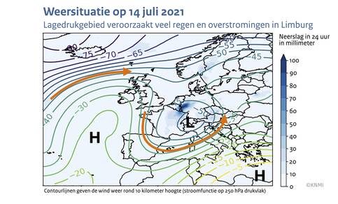 Weerkaart van 14 juli 2021