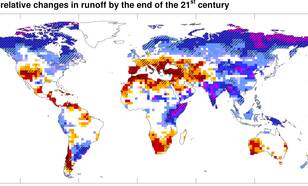Kaart veranderingen in beschikbaarheid water in de wereld (bron: IPCC)