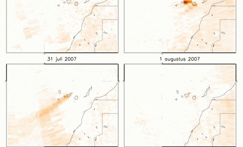 OMI metingen van NO2 bij bosbranden Canarische Eilanden*