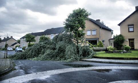 Schade na de windhoos in Montfort (Foto: Thieu Smeets)