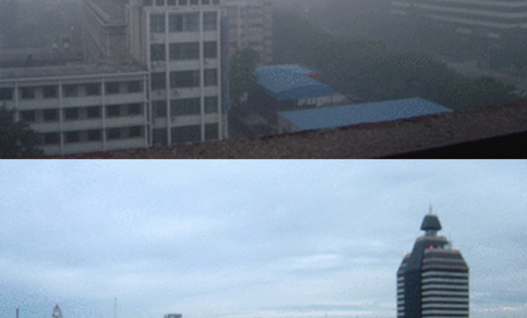 De luchtkwaliteit in Beijing tijdens een smogepisode en tijdens gunstige meteorologische omstandigheden.
 