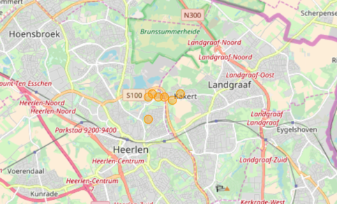 kaart met locaties van de aardbevingen in limburg in juli 2018