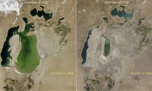 Aralmeer in 2000 en 2018