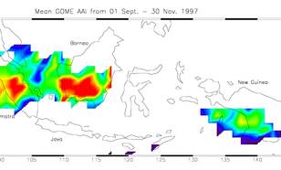 GOME metingen van rook in Indonesië, van september tot november 1997