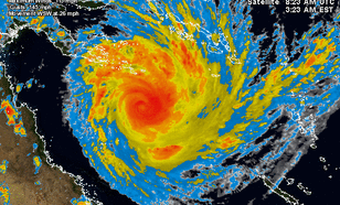 Animatie satellietbeelden tropische cycloon Yasi (Bron: Wunderground.com)