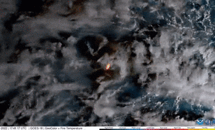 Animatie van de uitbarsting van Mauna Loa, gezien vanuit een satelliet. Bron: cira