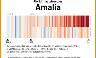 Klimaatstreepjescode voor Kroonprinses Amalia.