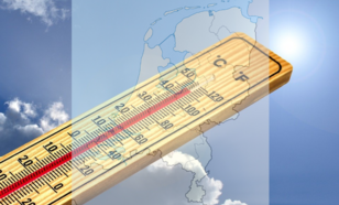 kaart van nederland met illustratie van een thermometer