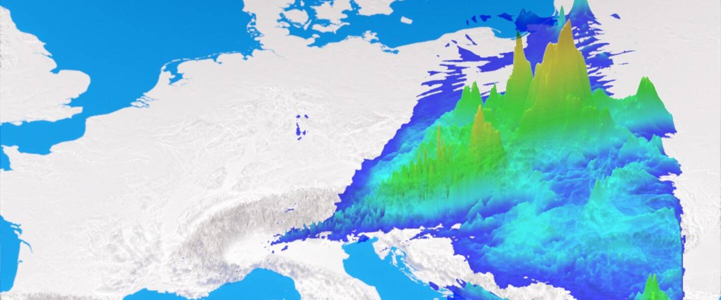 visualisatie van extreme neerslag door storm Boris in midden-Europa in september 2024