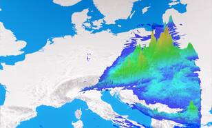 visualisatie van extreme neerslag door storm Boris in midden-Europa in september 2024