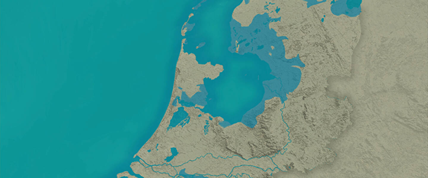 kaart van nederland tijdens de stormvloed in 1825