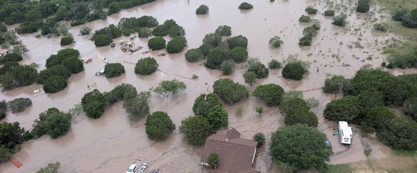 Luchtfoto van de overstromingen in Texas