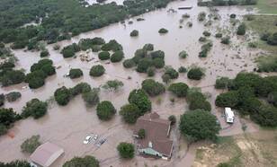 Luchtfoto van de overstromingen in Texas