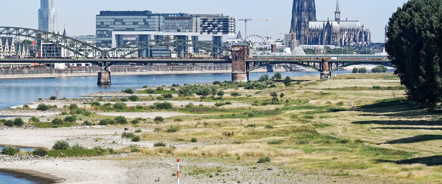Lage rivierstand Rijn bij Keulen