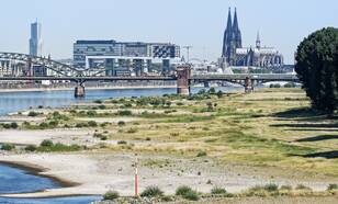 Lage rivierstand Rijn bij Keulen