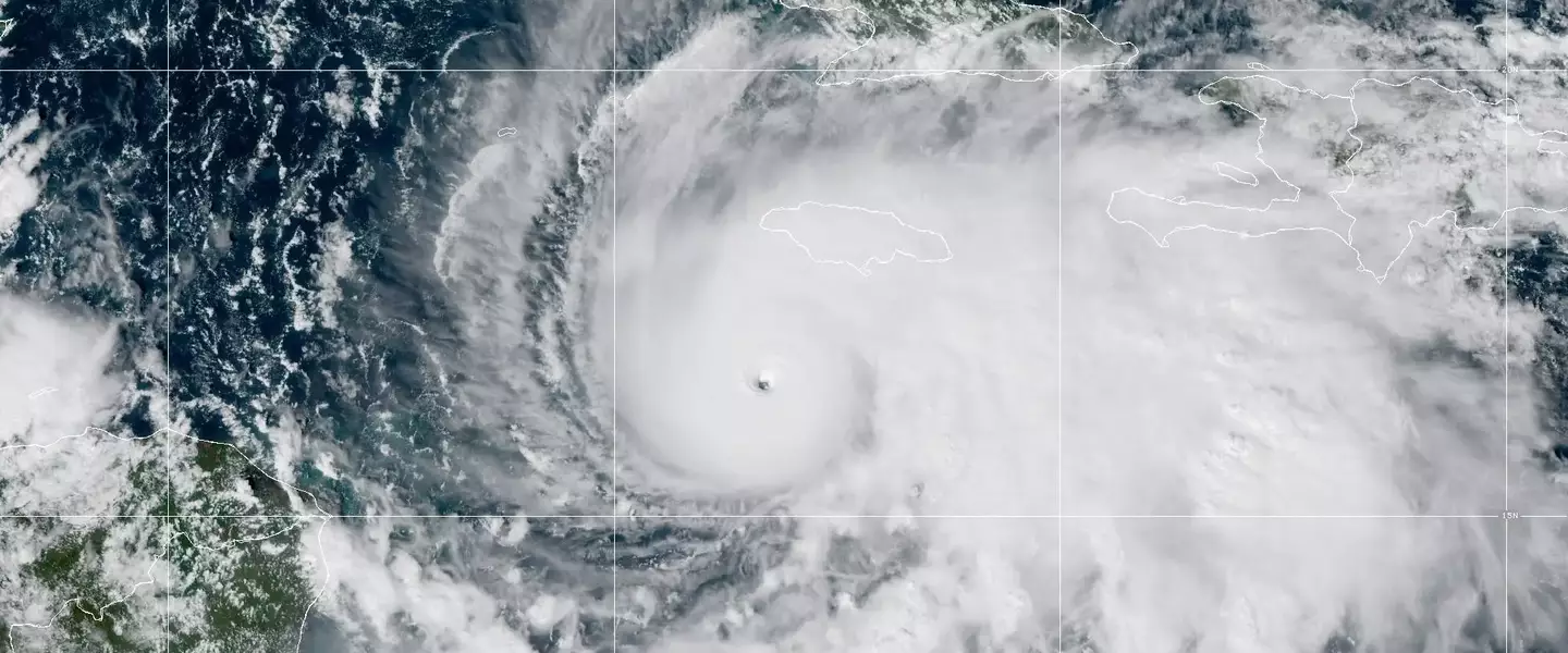Satellietbeeld van orkaan Melissa