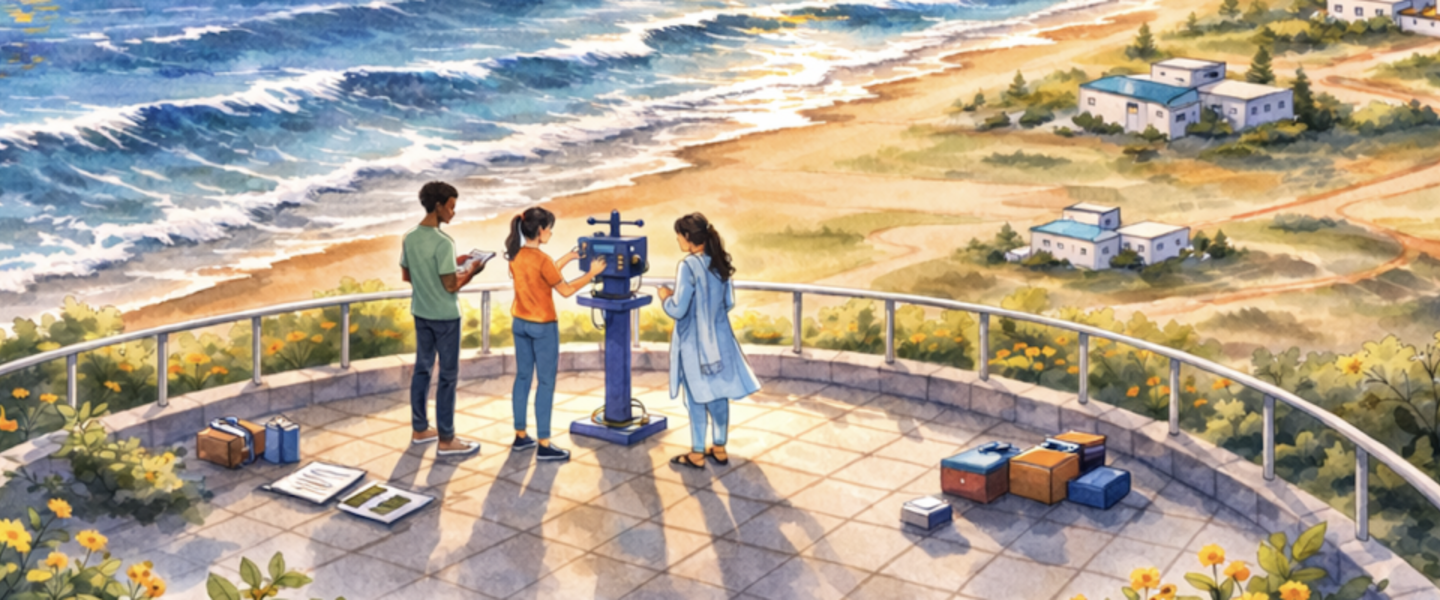 Foto van poster met tekst observing today, protecting tomorrow