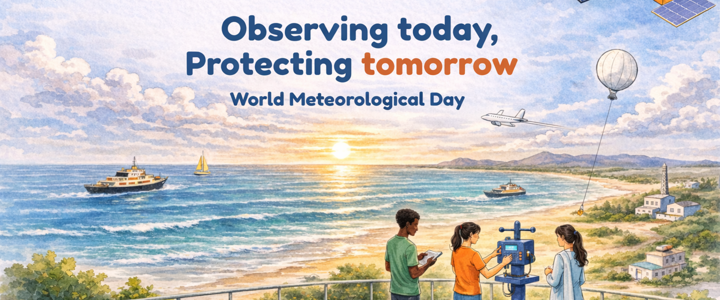 Foto van poster met tekst observing today, protecting tomorrow