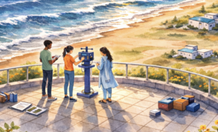 Foto van poster met tekst observing today, protecting tomorrow